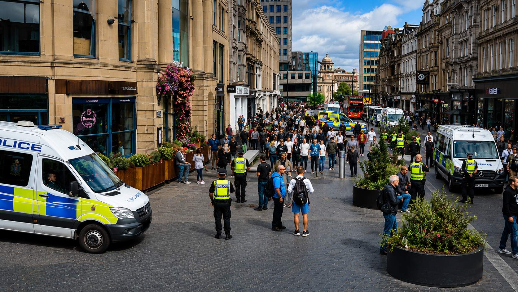 Heavy Police Presence as Rival Protests Spark Tensions in Newcastle City Centre